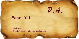 Paor Ali névjegykártya